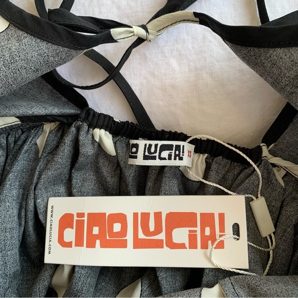 NWT Ciao Lucia Neroni Polka Dot Bow Ribbon Cotton Poplin Open Back Maxi Dress - Picture 10 of 16